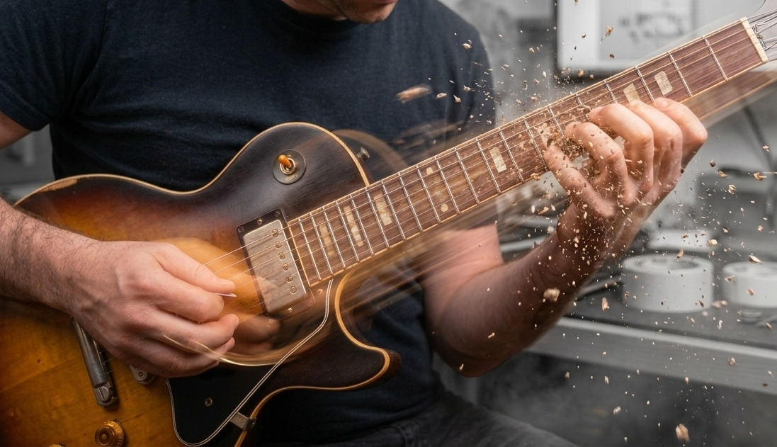 Seven-note slide patterns connecting pentatonic positions across the fretboard